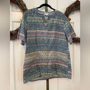 Barco Scrub Top Snap Front Size Women's L